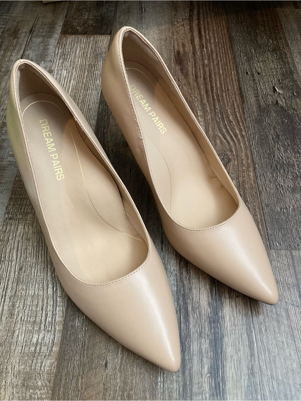 Dream Pairs Women's Pointed Toe Pumps in Beige
